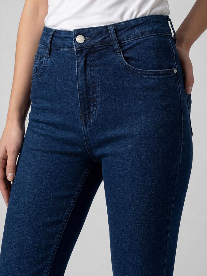 R&B Blue Solid Women Mid-Rise Straight Fit Jeans