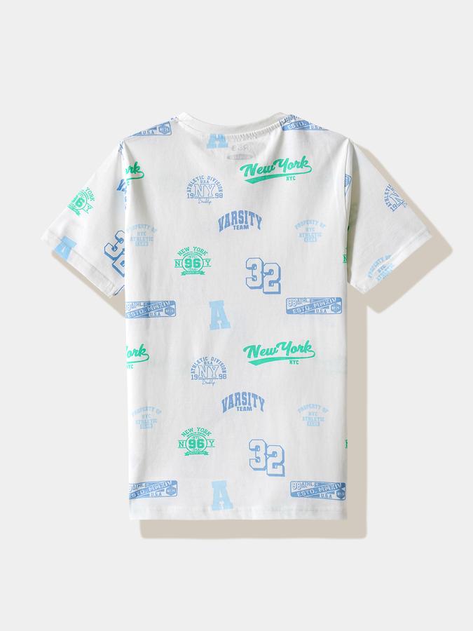 Boys Cotton Regular Fit Crew Neck Graphic T-shirt