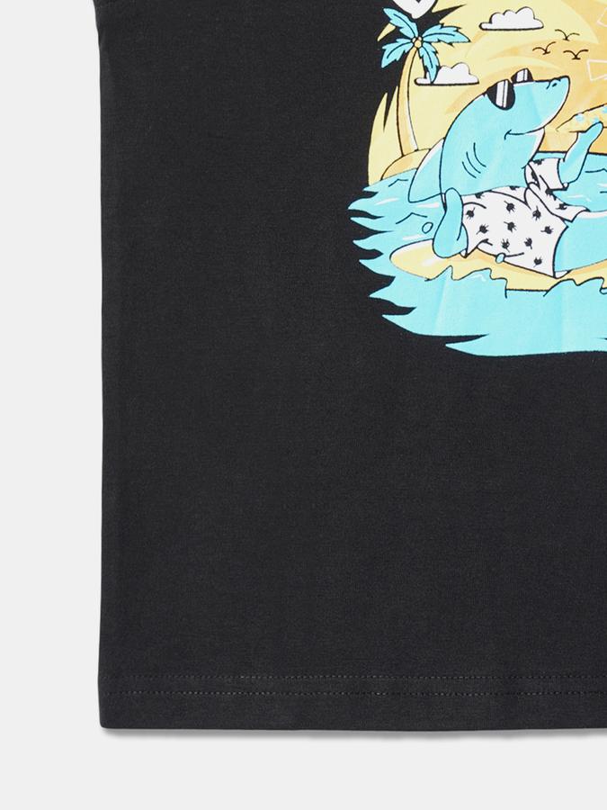 Boys Graphic Print Round-Neck Relaxed Fit T-Shirt image number 3