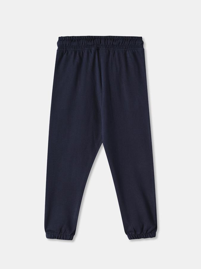 Girls Cotton Tapered Fit Drawstring Waist Cuffed Hem Joggers