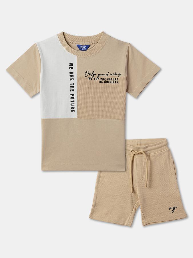 Boys Colorblock T-shirt with Shorts Fashion Set