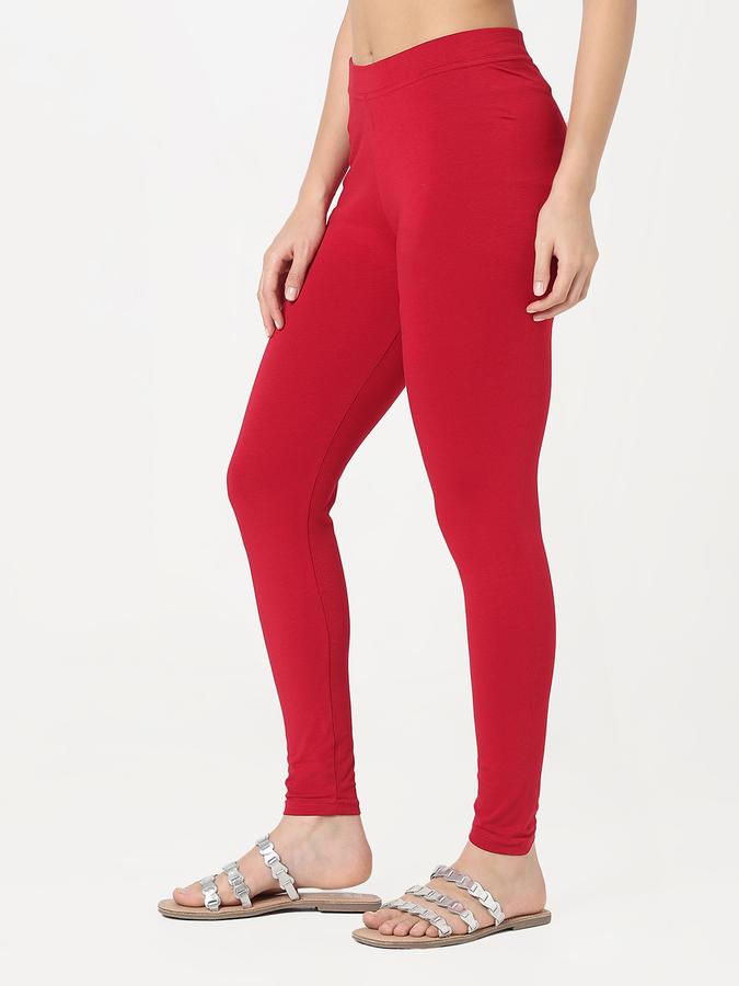Women Cotton Lycra Elasticated Waist Full Length Solid Leggings