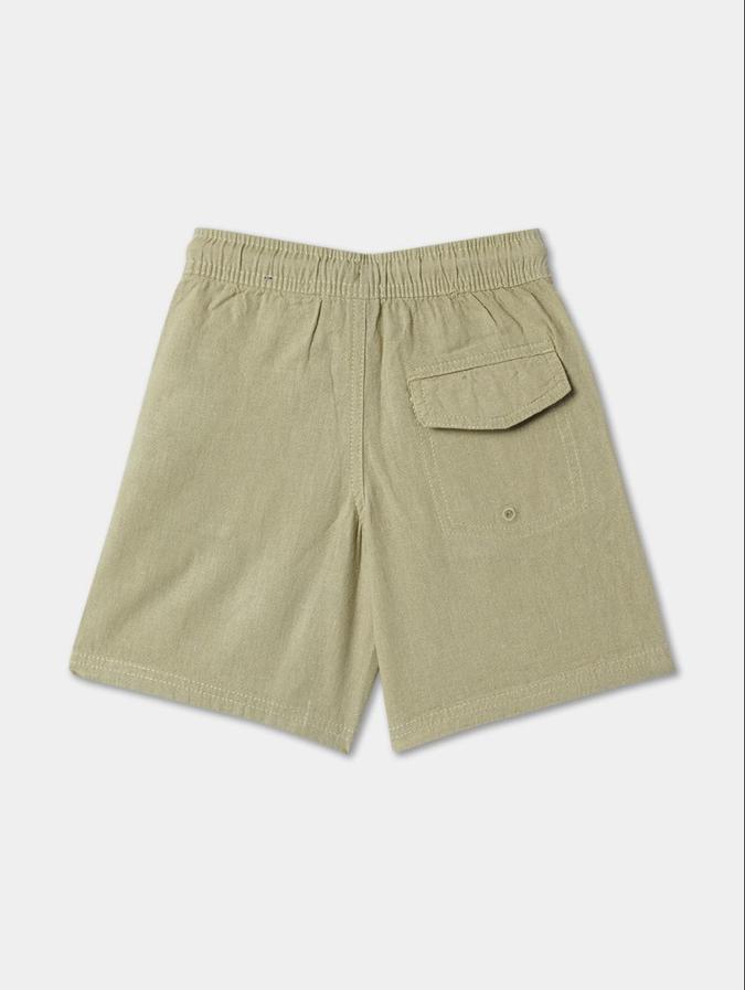 R&B Olive Regular Fit Mid-Rise Solid Boys Shorts