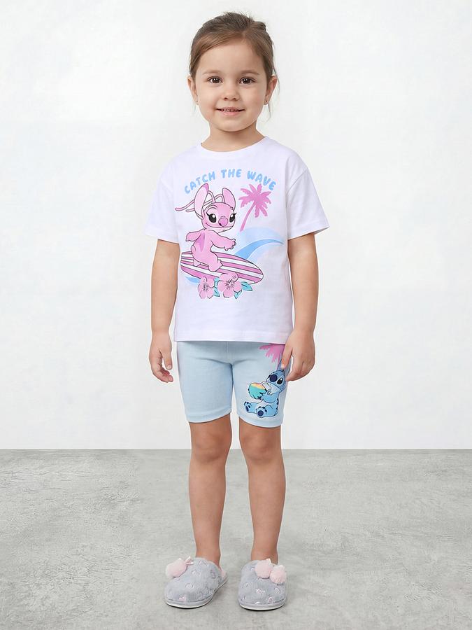 R&B Girl Multi Stitch Printed Cotton Blend Short Sleeves Clothing Set