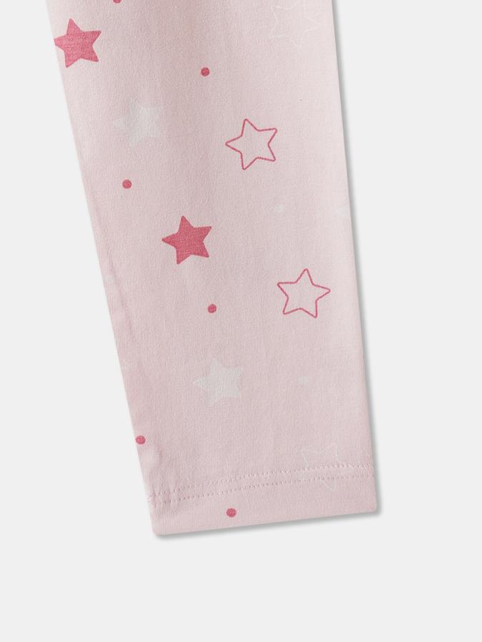 Girls Cotton Blend Skinny Fit Elastic Waist Printed Leggings