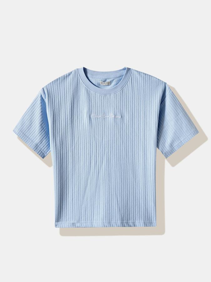 Boys Cotton Regular Fit Crew Neck Ribbed T-shirt