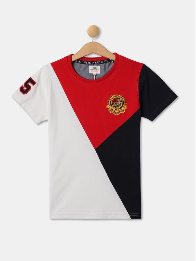 R&B Multi Cotton Round Neck Colourblocked Boy T-Shirt