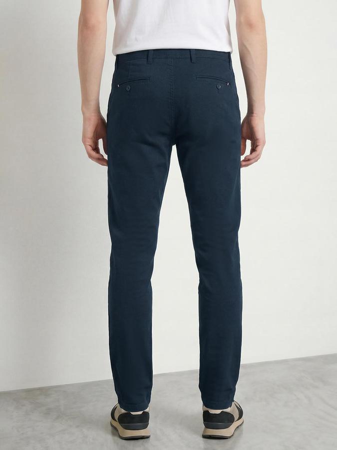 R&B Men's Navy Blue Slim Fit Trousers