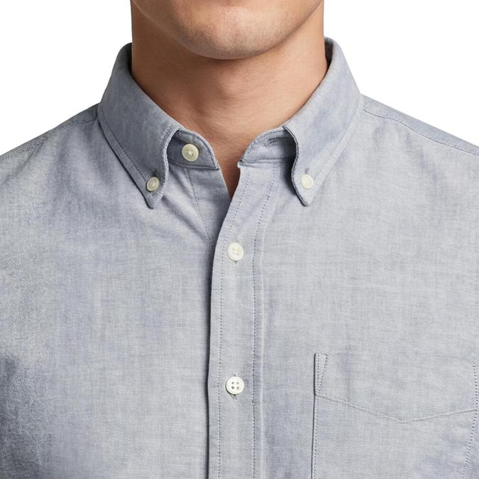 R&B Grey Solid Mens Button-Down Collar Long Sleeves Shirt 