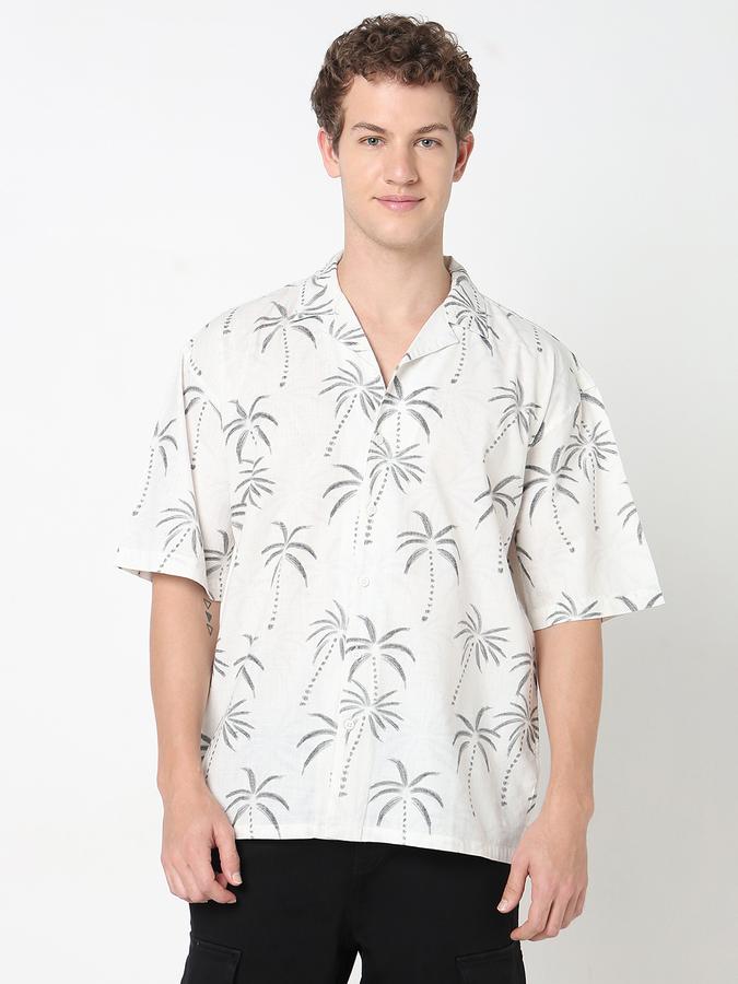 R&B MENS Short Sleeve CASUAL SLUB All Over printed SHIRT- RELAX FIT image number 1