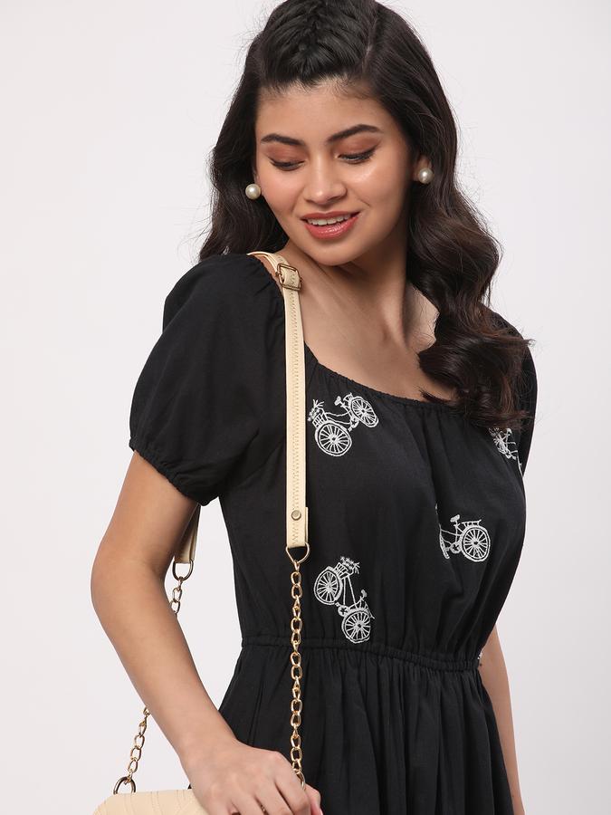 Women Rayon Embroidered Fit And Flare Ethnic Dress