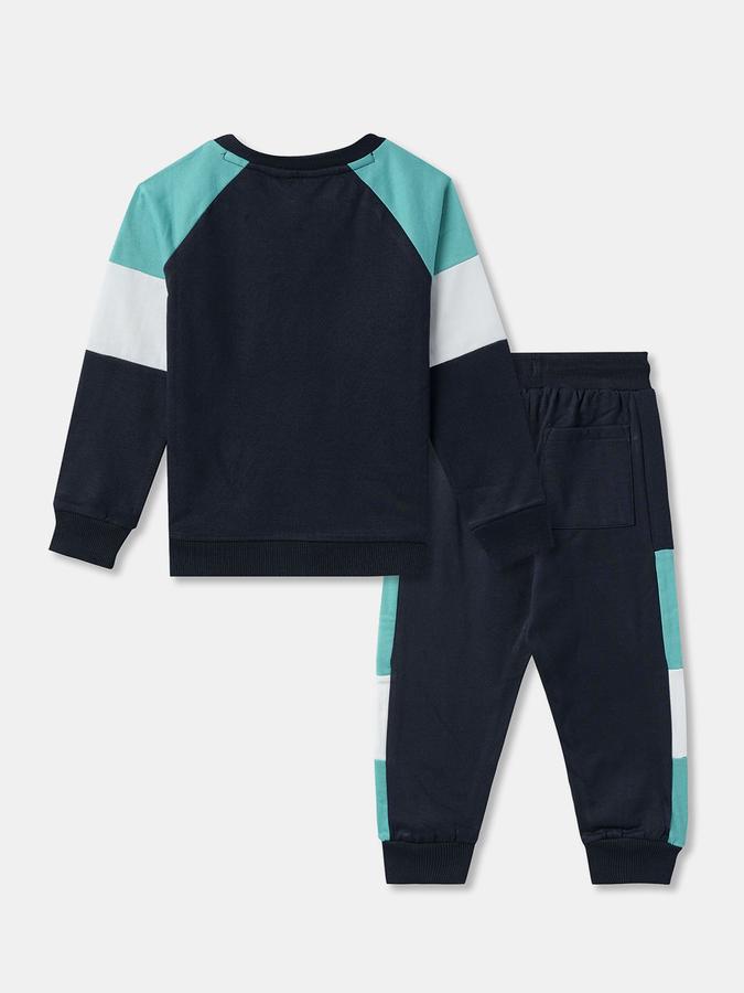 Boys Colorblock SweaT-Shirt with Joggers Fashion Set