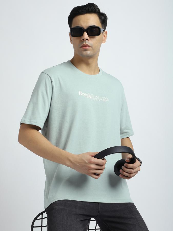 Men Cotton Relaxed Fit Crew Neck Graphic T-shirt