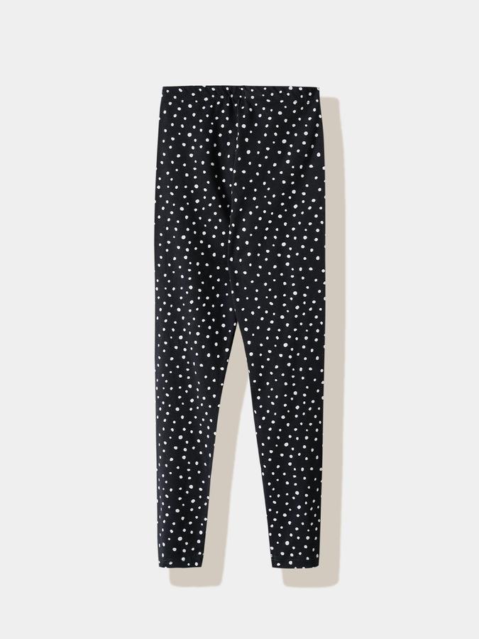 R&B Girls Black &amp; White Dots Printed Leggings