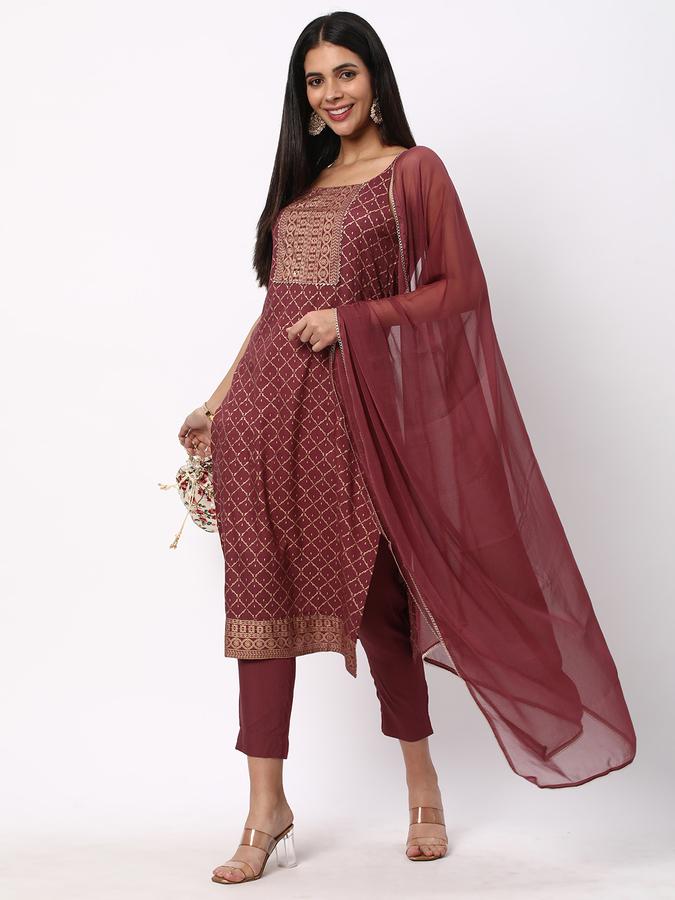 Women Embellished Straight Kurta Set image number 1