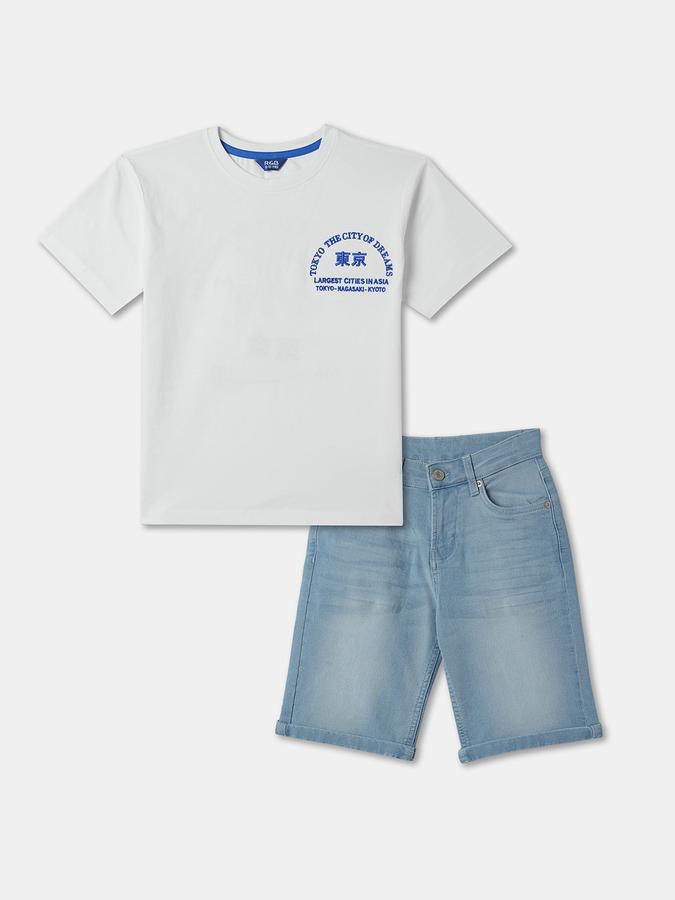 Boys Typographic Print T-Shirt & Shorts Set