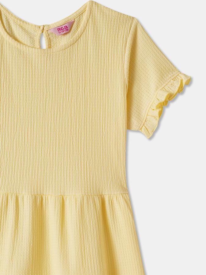 Girls Polyester A-Line Round Neck Tiered Dress