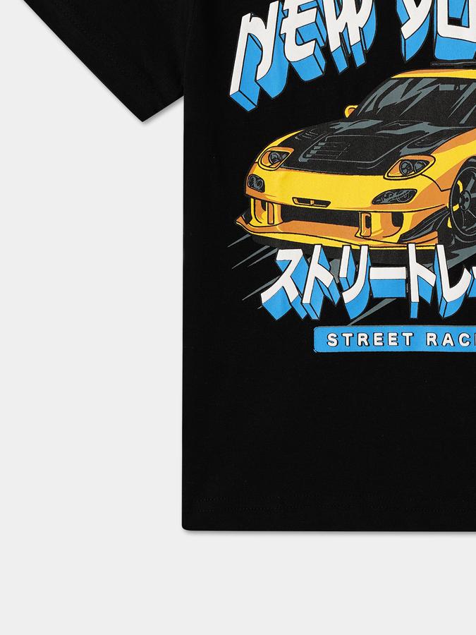 Printed T-Shirt with Crew Neck and Short Sleeves image number 3