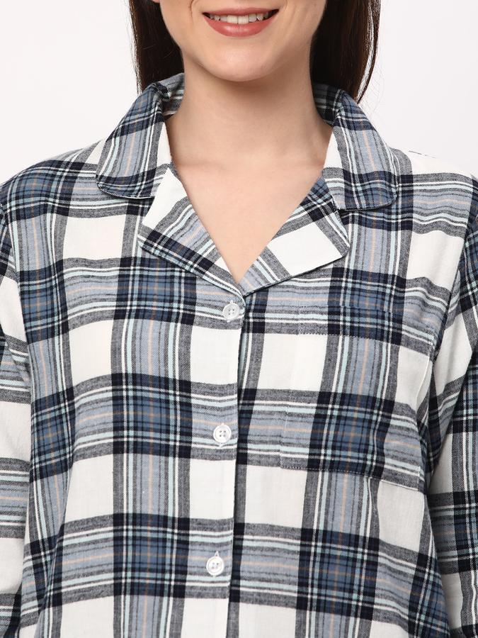 Women Checked Relaxed Fit Shirt & Pyjamas Set image number 3