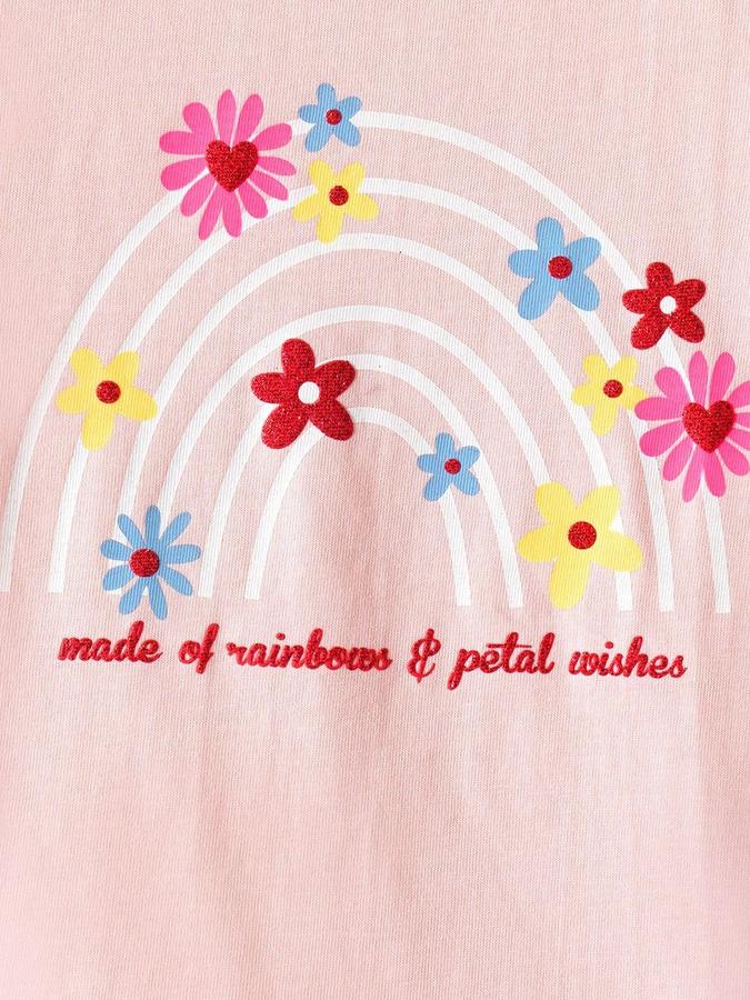 Girls Cotton Regular Fit Crew Neck Graphic T-shirt