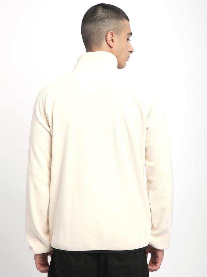 Men Fleece Regular Fit High Neck Zip Up Sweatshirt