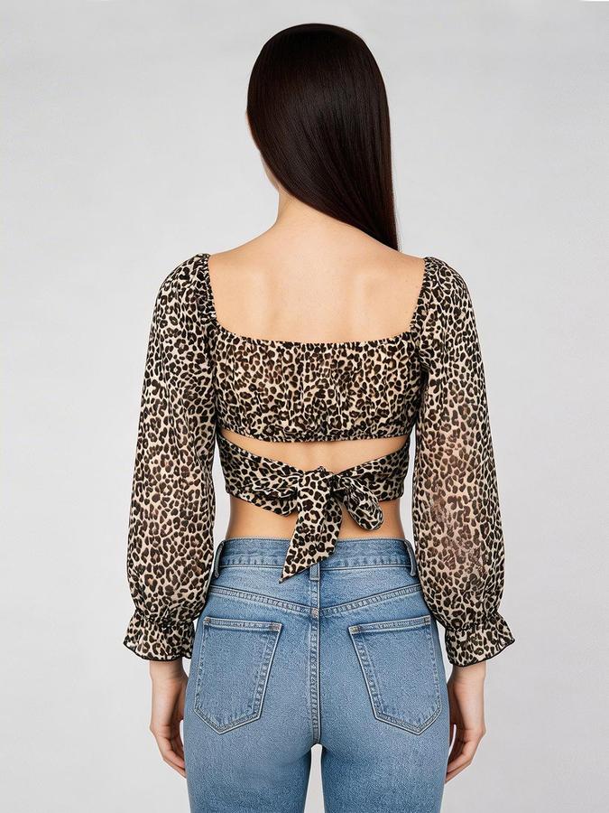 R&B Brown Printed Women Fitted Top 