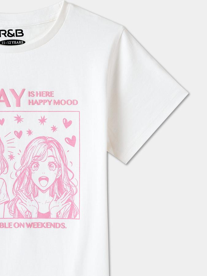 Printed T-Shirt with Crew Neck and Short Sleeves image number 2
