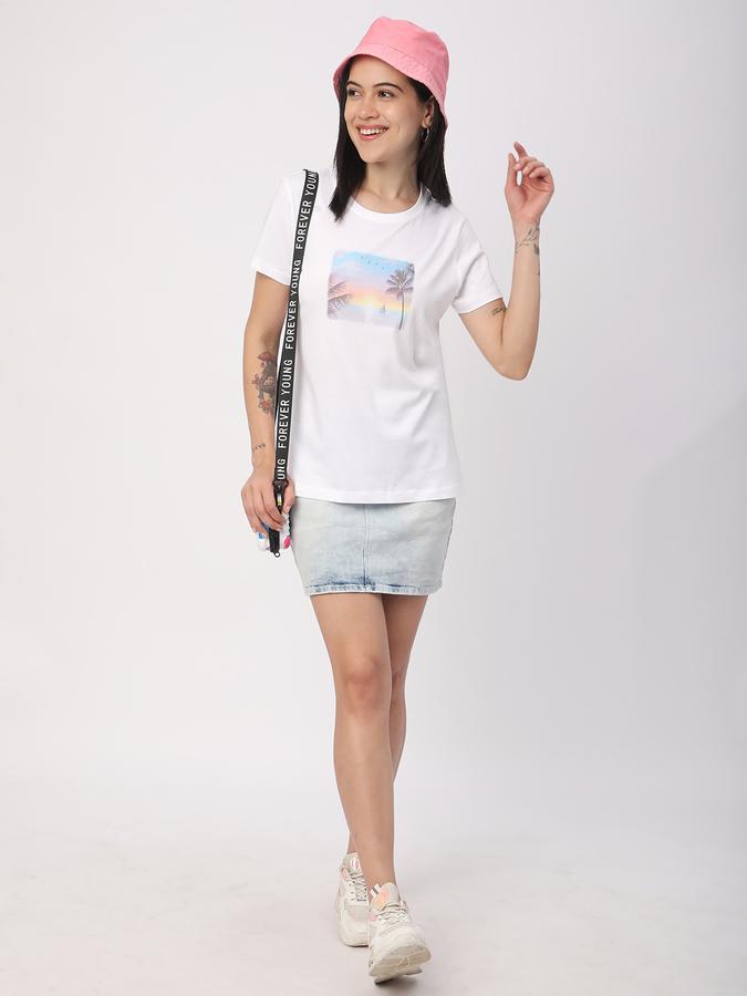 Women Cotton Regular Fit Crew Neck Graphic T-shirt