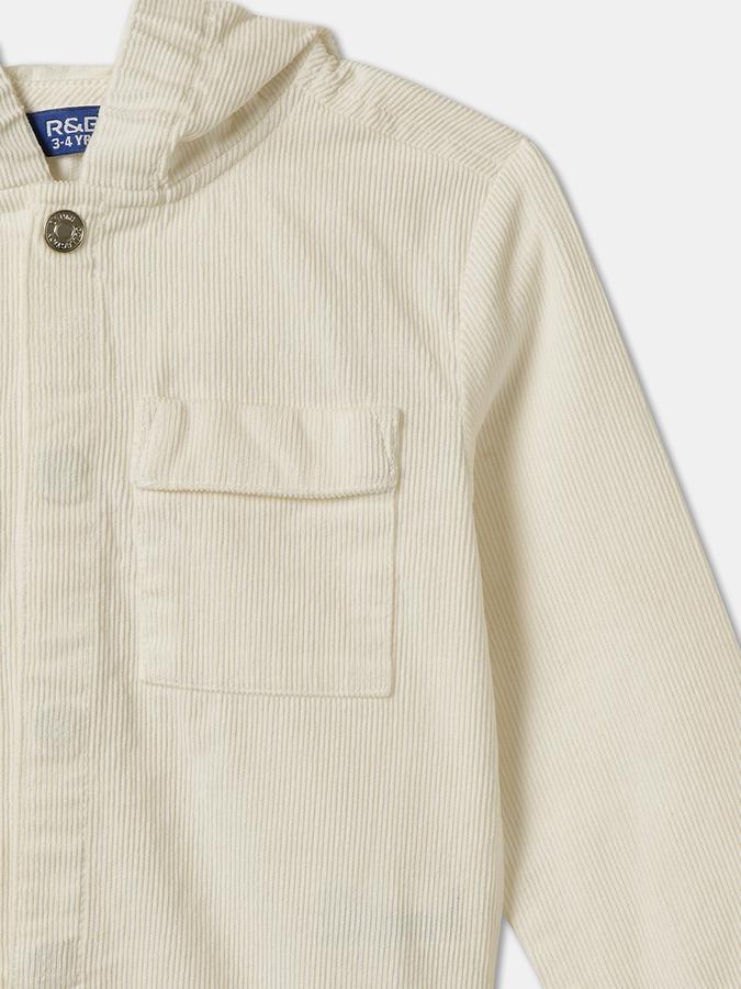 Boys Corduroy Hooded Button Solid Jacket