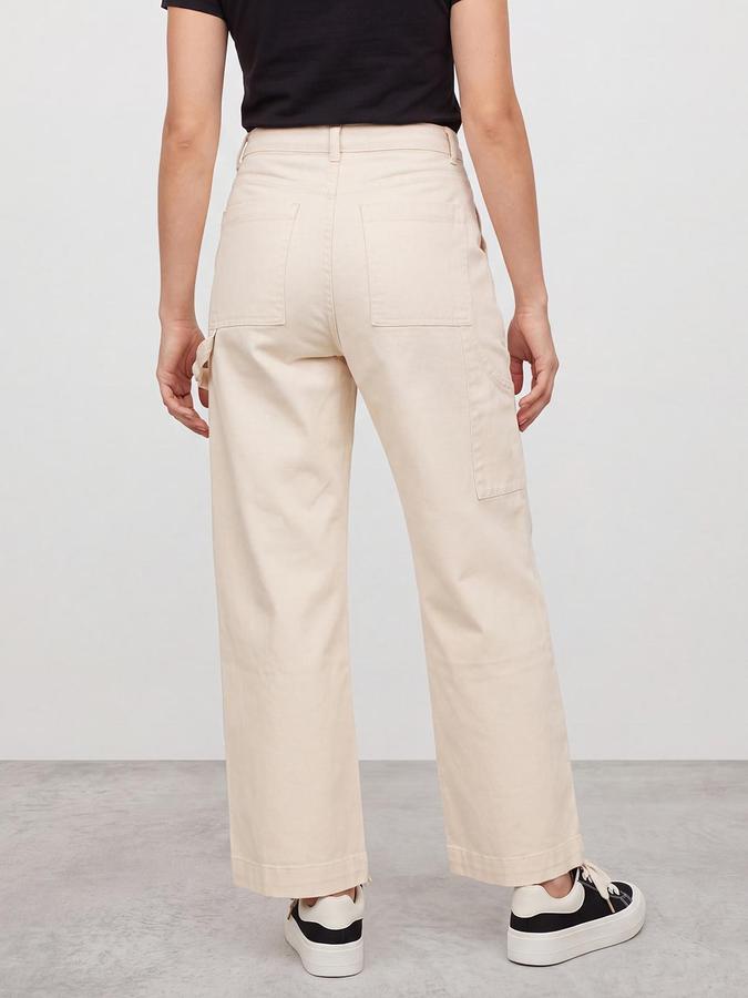 R&B Women Cream Wide Leg Denim Jeans