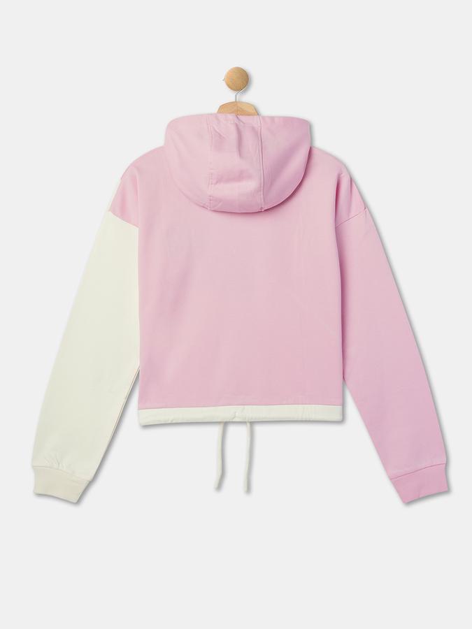 Girls Cotton Blend Regular Fit Hooded Graphic Hoodie