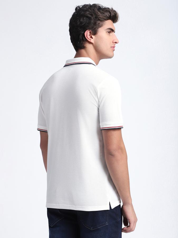 Men Cotton Blend Slim Fit Polo Neck Solid T-shirt