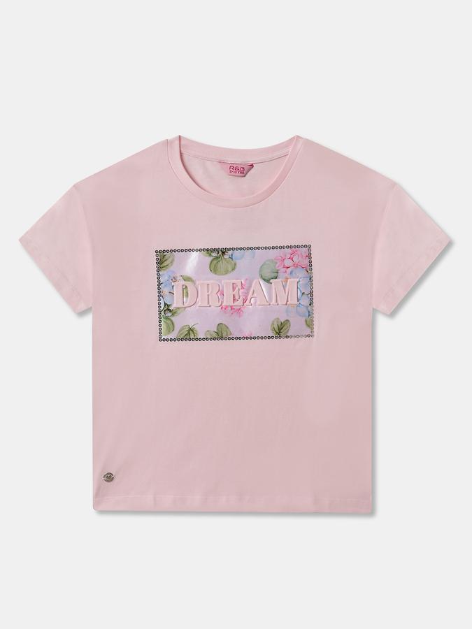 Girls Cotton Regular Fit Crew Neck Graphic T-shirt