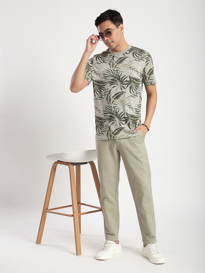 Men Cotton Regular Fit Crew Neck Printed T-shirt