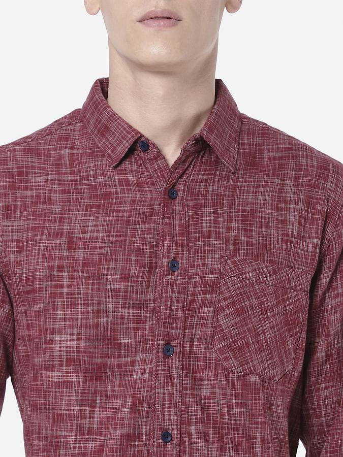 R&B Maroon Men Casual Shirts image number 3