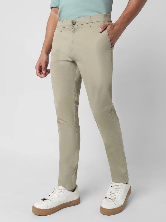 Men Slim Fit Flat-Front Trousers image number 1