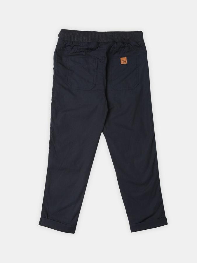 R&B Boys Blue Solid Regular Fit Trousers