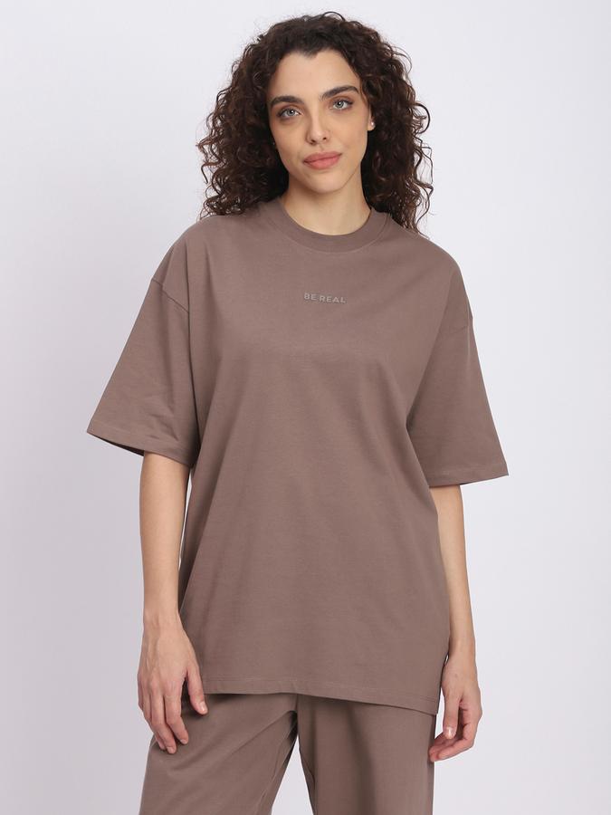 R&B Women Brown Solid Relaxed Co-ord Set