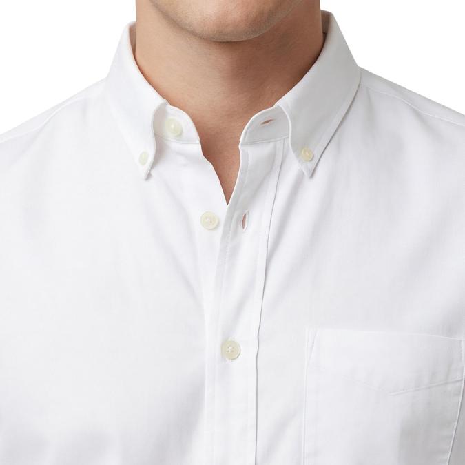 R&B White Solid Mens Button-Down Collar Long Sleeves Shirt 