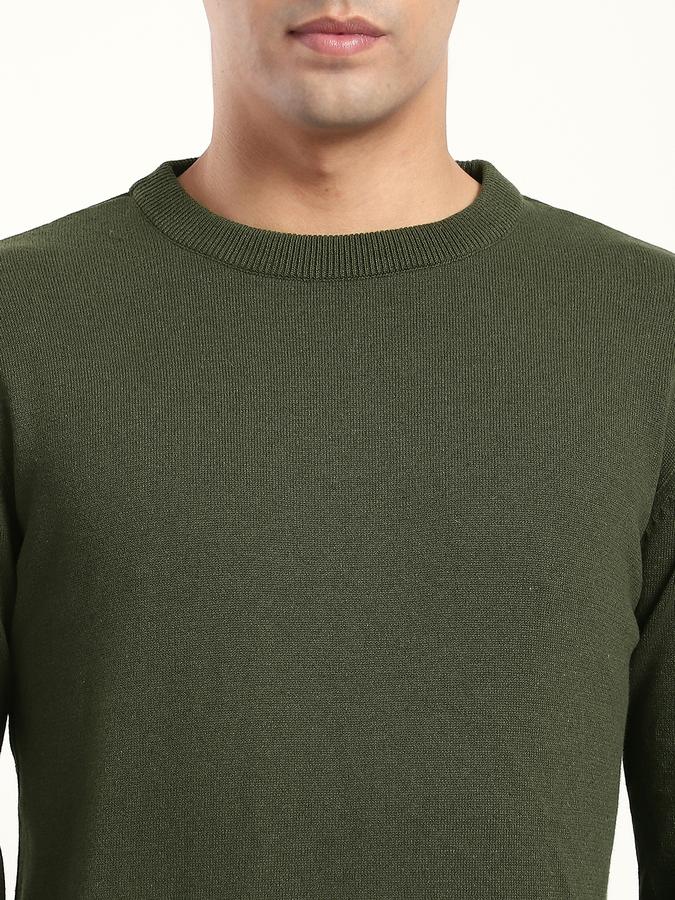 Men Cotton Blend Regular Fit Crew Neck Solid Sweater