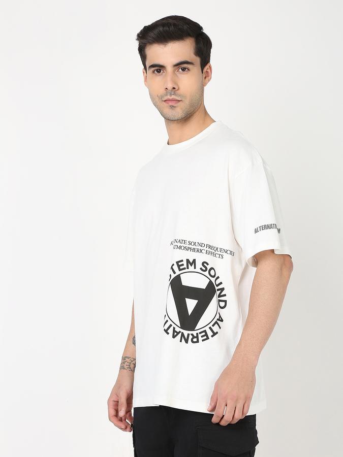 Men Typographic Print Loose Fit Crew-Neck T-Shirt image number 1