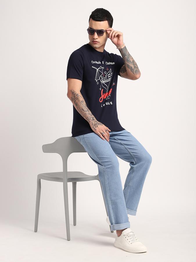 Men Cotton Regular Fit Crew Neck Graphic T-shirt