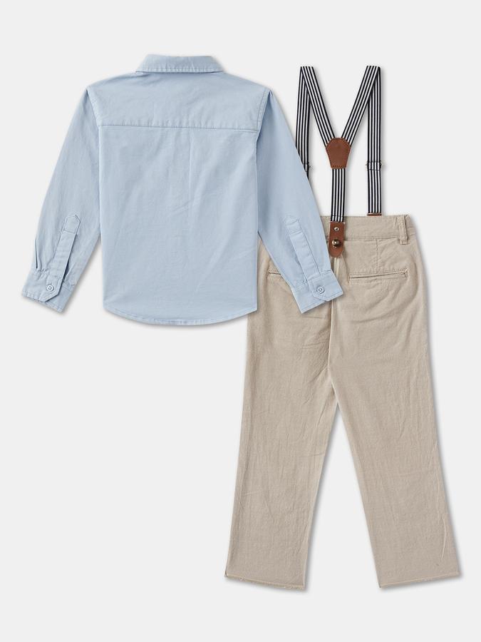 Boys Solid Full Sleeves Shirt with Trousers Fashion Set