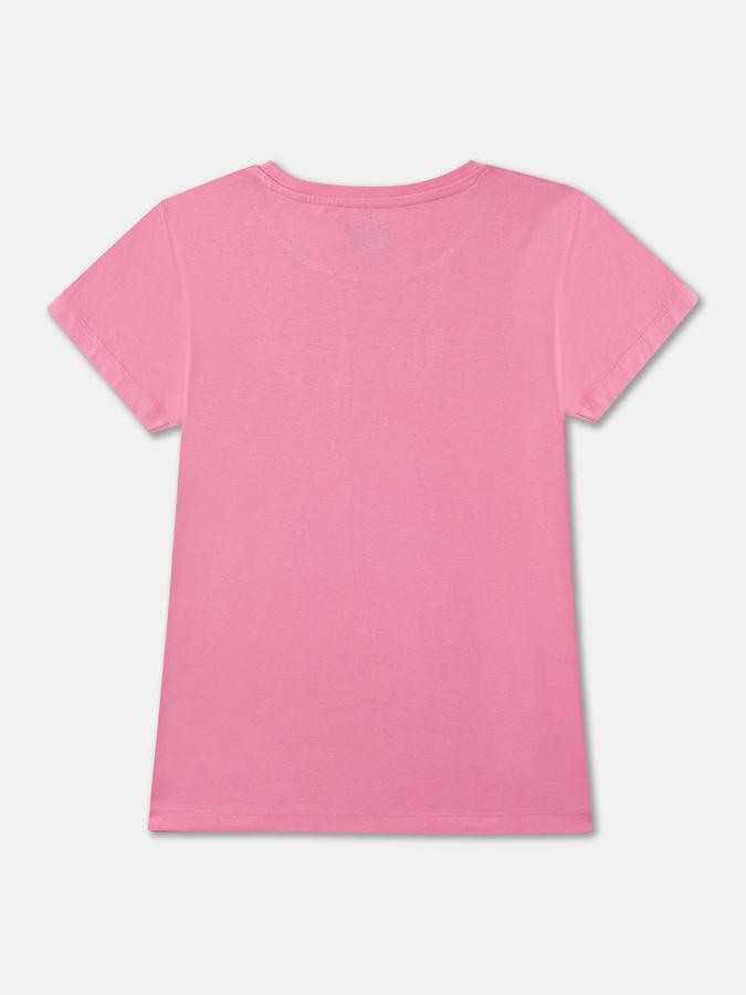 Girls Cotton Regular Fit Round Neck Graphic T-shirt