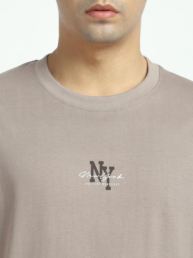 Men Cotton Relaxed Fit Crew Neck Graphic T-shirt