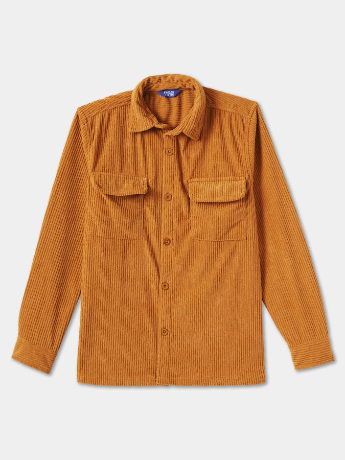 Boys Corduroy Regular Fit Full Sleeve Button-Down Collar Shirt