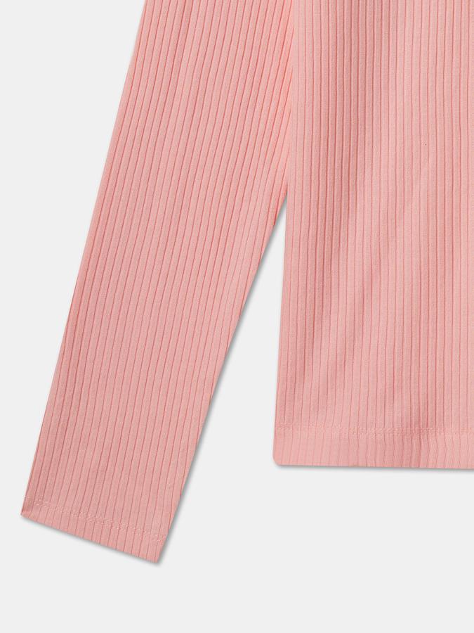 Girls Polyester Blend Regular Fit Turtle Neck Solid T-shirt