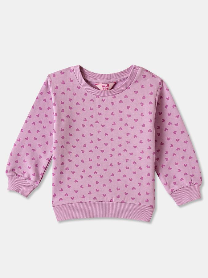 Girls Fleece Regular Fit Crew Neck Printed Sweatshirt