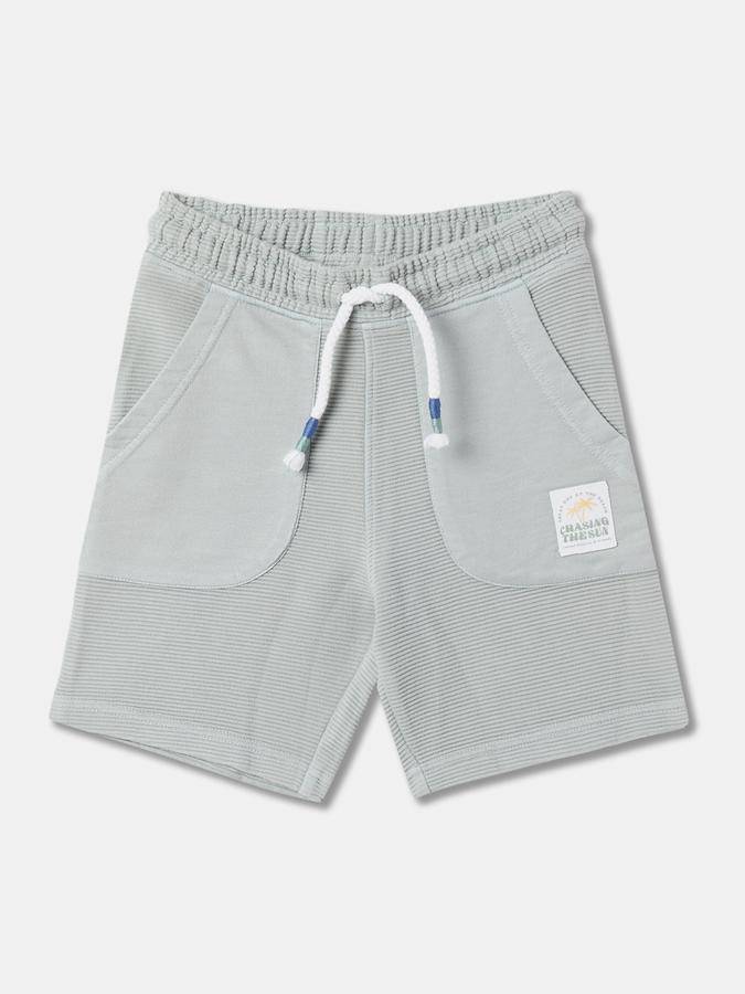 Boys Cotton Relaxed Fit Drawstring Waist Clean Hem Shorts