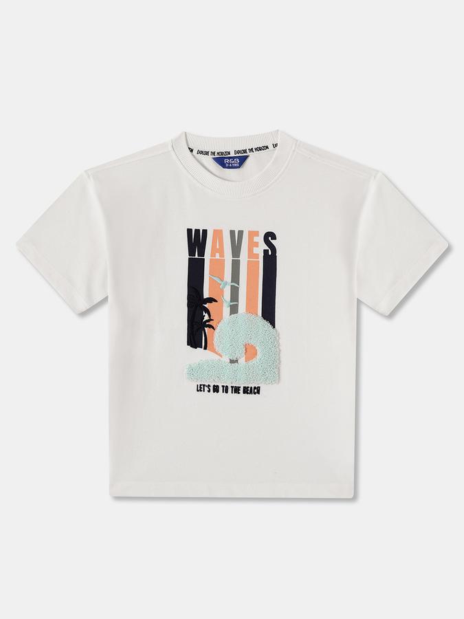 R&B Boys' White Embellished T-Shirt